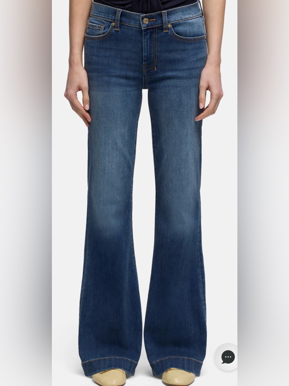 7 For All Mankind DOJO Jeans 29 Dark Wash Wide Leg Flair 30.5" Inseam NWOT